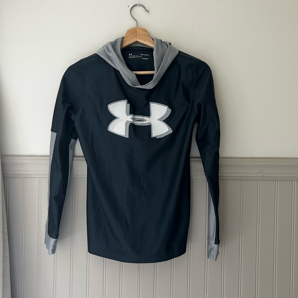 Under Armour Boys Large Tech HeatGear Gray Long Sleeve Hoodie